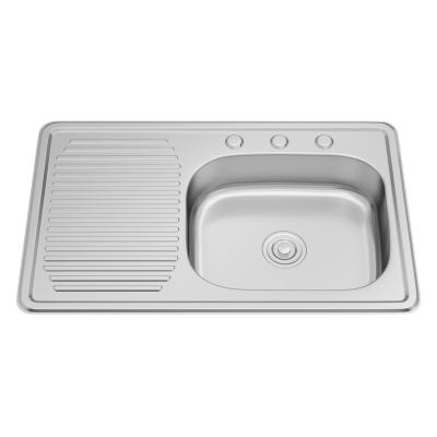 China Without Faucet Home Kitchen Rectangular Stainless Steel Sink With Drain Panel for sale