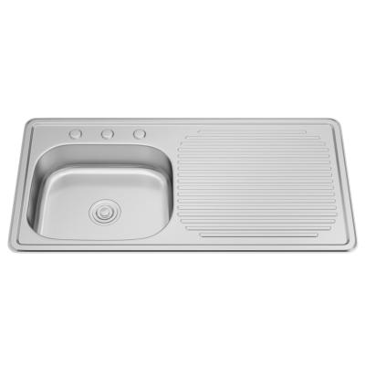 China Without Faucet Kitchen Sink 304 Stainless Steel Single Bowl Kitchen Sink With Drain Panel for sale