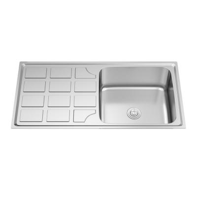 China Without Faucet Single Bowl Kitchen Sinks Stainless Steel Handcrafted Kitchen Sink With Tray for sale