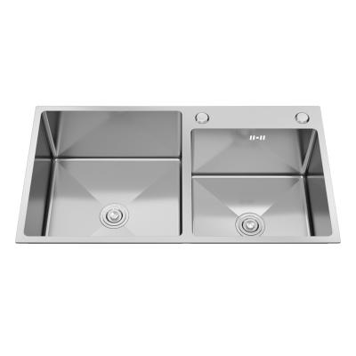 China With Faucet Commercial Handmade Undermount Double Sink Kitchen Stainless Steel Sink for sale