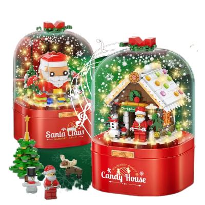 China Building Toy 2021 New DIY Handmade Christmas Music Box Ornaments Santa Building Blocks Educational Children's Toys for sale