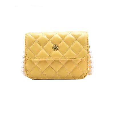 China Women Handbags Ladies Bag New Fashion Quality PU Leather Fashion Mini Bag With Pearl Solid Color Cross - Body Bag for sale