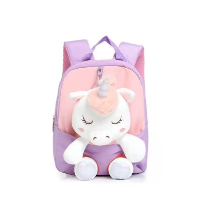 China 2021 New Cartoon Kindergarten School Bag Unicorn Doll Bag Waterproof Cute Toddler Cute Baby Small Backpack for sale