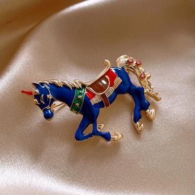 China Metal Animal Pin Designer Horse Brooch Vintage Retro Enamel Brooch Vintage Animal Ceramic Enamel Brooch Pin for sale