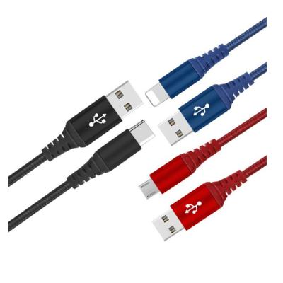 China Mobile Phone Cable Nylon Flash Charging Data Cable Applicable to IOS Android Lightning 8 Cable USB C Mobile Phone Data for sale