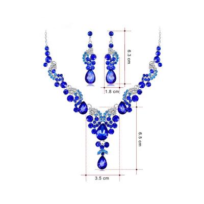 China Bridal Wedding Earings Crystal Cubic Zircon Stone Women Fashion Statement Luxury Earrings Necklace Set Jewelry Sets For Women for sale