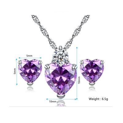 China CLASSIC 2021 Fashion Jewelry Cubic Zirconia Jewelry Set 18K Gold Plated Women Heart Earring Necklace Pendant Jewelry For Women for sale