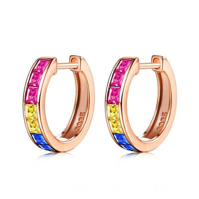 China Vintage Jewelry 925 Sterling Silver Big Diamond Circle Earring Chunky Crystal Earring 18K Gold Plated Fashion Huggie Earrings For Women for sale