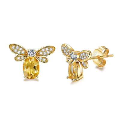 China New Arrival CLASSIC Wholesale Fashion Creative Gold 925 Sterling Silver Bee Earrings for sale