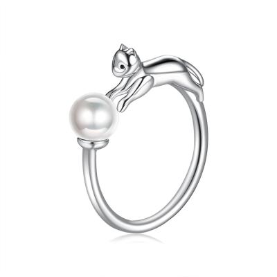 China Personality Fashion Rhodium Color 925 Sterling Silver CLASSIC Jewelry Shell Pearl Rings for sale