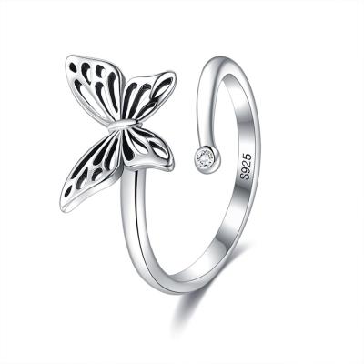 China CLASSIC Luxury Minimalist Butterfly Shape 925 Sterling Silver Cubic Zirconia Crystal Rings For Women for sale