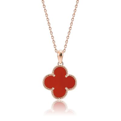 China Fashion four clover leaf 925 silver jewelry s925 CLASSIC agate stone pendant necklace for sale