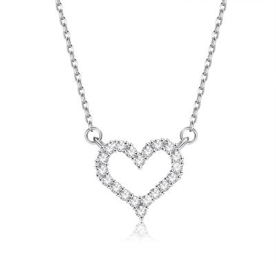 China Romantic Tasty Silver Hollow Heart Shape Necklaces 925 Necklace Jewelry Pendant Necklace for sale