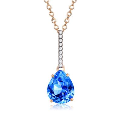 China Crystal Necklace Jewelry Women's Blue Necklace 925 Sterling Silver Cubic Zirconia Chain Romantic Fashion for sale