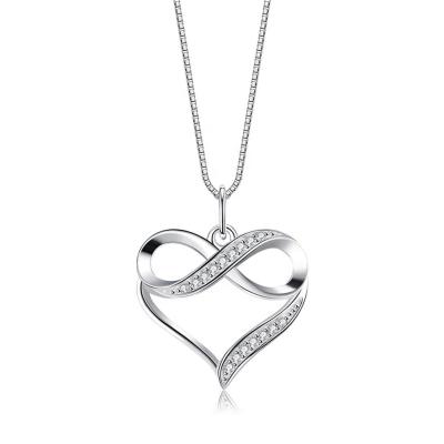 China Zircon Pendant Necklaces Fashion Jewelry Necklace Women Heart Infinity Zircon Necklace Minimalist Simple Romantic Shape 1PCS for sale