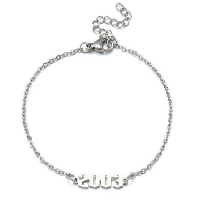 China Best Selling Custom Romantic Number Bracelet Fashion Jewelry 925 Sterling Silver Silver Adjustable Ladies for sale