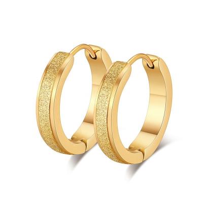 China 2021 CLASSIC Hollow Circle Earring Chunky Tube Channel Women Fashion Jewelry 18K Gold Plated Stainless Steel Stud Earrings for sale