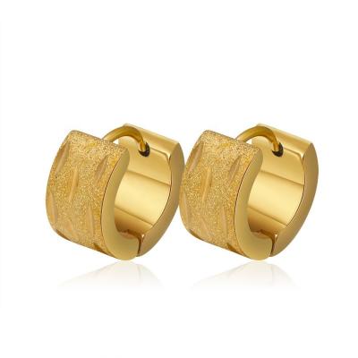 China Romantic Hot Selling Simple Round Jewelry Stainless Steel Circle Earrings Gold Plated for sale