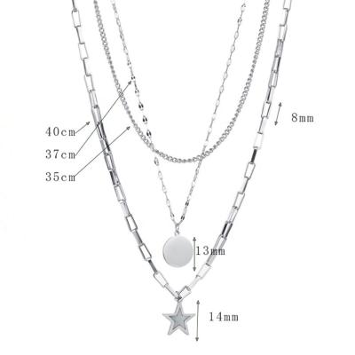 China Heart CLASSIC Star Jewelry Necklace Stainless Steel Multi Layer Necklace For Women for sale