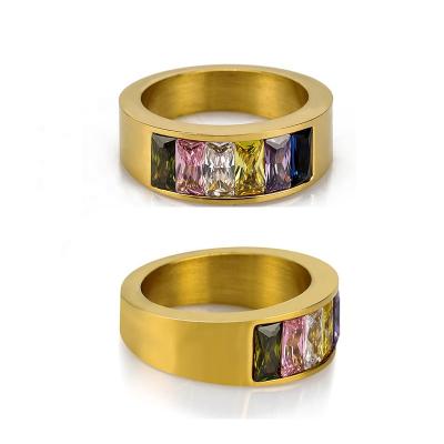 China Cheap Hiphop Saudi 316L stainless steel fashion custom design rings 18k gold pvd plated zircon mens rings for men for sale