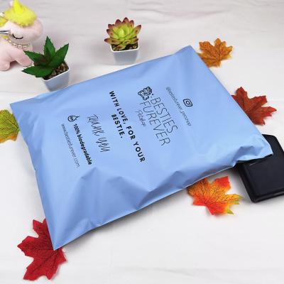 China Customized 100% Biodegradable Strong Adhesive Poly Matte Blue Printing Ads Messenger Plastic Mailing Bags for sale