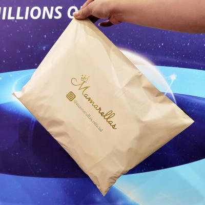 China Custom Eco-Friendly Recycled Tearproof Khaki Messenger Strong Adhesive Logo Postage Mailing Bags Printed Gold Logo Satchel for sale