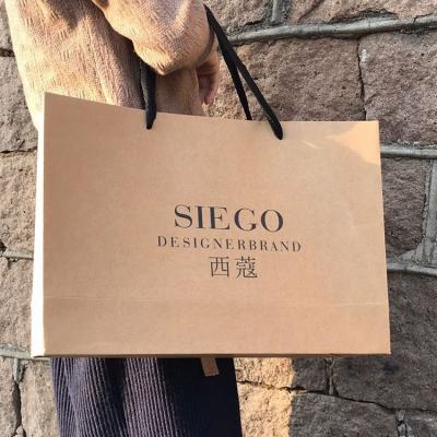 China Pink Design Logo Paper Bags Recyclable Custom Paper Kraft Bags Gift Brown Clothing Stores With Your Own Logo for sale