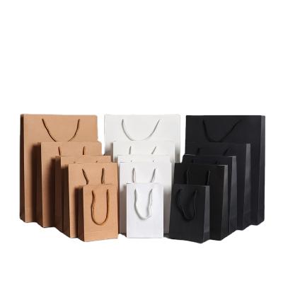 China Recyclable Custom Printed Your Own Logo Black White Brown Kraft Gift Craft Shopping Paper Bag With Handles for sale