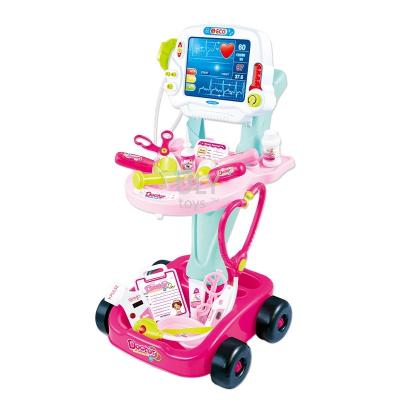 China ABS Professional Manufacture Electrocardiogram Combination Suit Pink Medical Doctor Cart Doctor Toy For Kids for sale