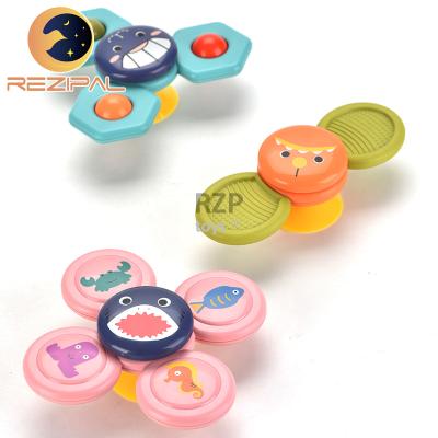 China Wet to Sounds Squeezes Play 2022 Educational Cheap Ocean Toys Finger Spinning Toy Baby Bath Toys Baby Spinner Sucker for sale