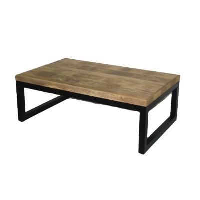 China The other thick pipe bottom iron style solid wood retro industrial coffee table for sale