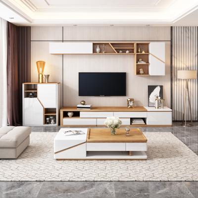 China (Others) Customized Modern Adjustable Extendable Furniture Wood Living Room MDF And Coffee Table Set TV Table for sale