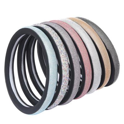 China Perfectly Fit 2022 Cute Bling Car Accessories Decor Set Diamond Safety Car Crystal Rhinestone Steering Wheel Cover Shiny Belt Handbrake for sale