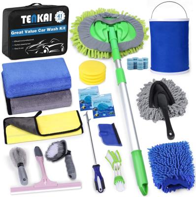 China Portable Car Cleaing Wash Station Set with Mop Hub Sweep Car Wash Kit Car Wash Cleaning Kit Detailing Cleaning Towel for sale