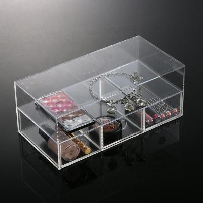 China Jewelry showcase retail stores pmma display organizer countertop jewelry showcase clear acrylic with top cover for sale