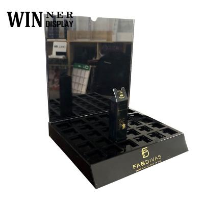 China Custom Detachable Black PMMA 36 Holes Display Lipstick Display Counter Fit Acrylic Cosmetic Holder for sale