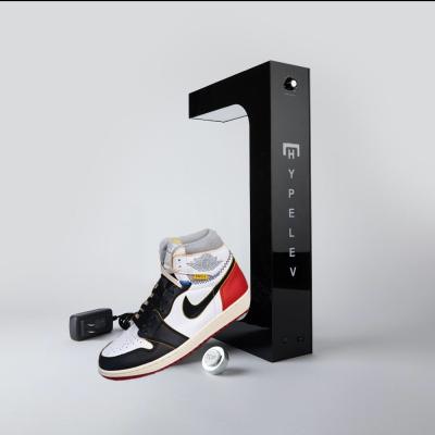 China Retail Shops LED 360 Acrylic Sneaker Display Stand with LED and Name for sale