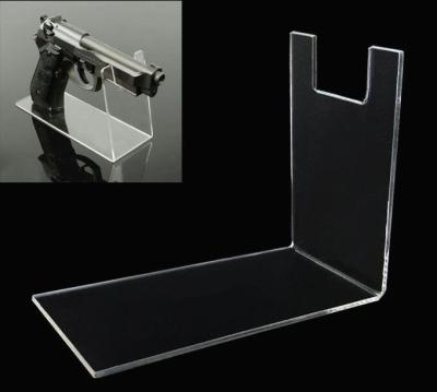 China Clear Acrylic Plexiglass Revolver Gun Holder Gun Display Stand For Pistol Rectangle Shape for sale