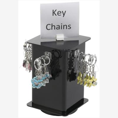 China Recycleable Customized Design Black Color Rotating Key Chain Counter Rack Acrylic Display Rack for sale