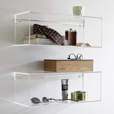 China Custom Transparent PMMA Acrylic Wall Hanging Display Rack Acrylic Floating Shelf Set for sale