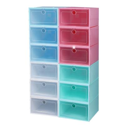 China Home PP Use Stackable Design PP Environmental Material Plastic Storage Shoes Display Box for sale