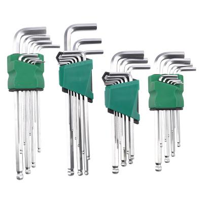 China Chrome Vanadium Hardware Tools L Shaped Ball Hexagon Steel Key Screw Key Wrench With Plum Extended 9 Pieces Inner Hexagon Wrench Set for sale