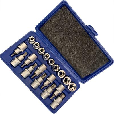 China Security PC 19 Torx Triple Socket Square Bit Set 1/4' 3/8' Wrench 1/2' Sockets Tool Kit for sale