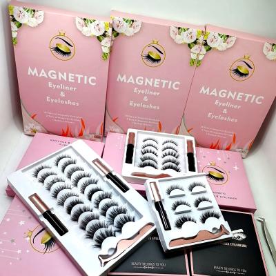 China 3 Pairs Flexible Private Label 3D Eyeliner Mink Eyelashes Set With Magnetic Box Case Packaging for sale