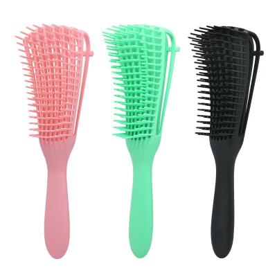 China Waterproof Hairstyle Feature Easy Detangling Handle Eight Rows Magic Octopus Open Ribs Comb Hair Brush for sale