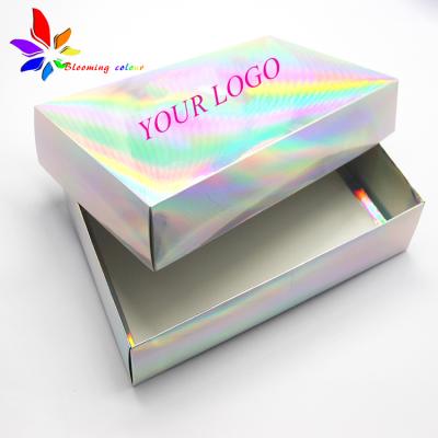 China Handmade Hot Sale Custom Holographic Paper Apparel Folded Gift Box With Private Label for sale