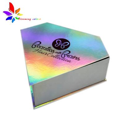 China Custom Holographic Virgin Shape Virgin Hair Extension Recycled Materials Wig Packaging Box Private Label Box Diamond Packaging Boxes for sale