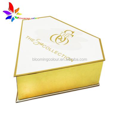 China Reused Custom Materials Private Label Gold Diamond Shape Logo Printing Wig Paper Box Gift Packaging Box for sale