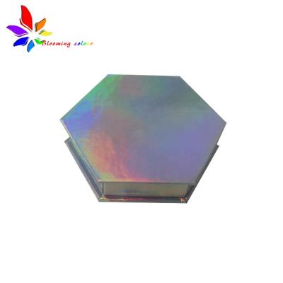 China Handmade Custom Hexagon Jewelry Paper Box Holographic Cosmetic Paper Packaging Gift Box for sale