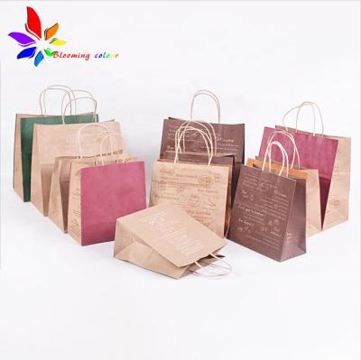 China Wholesale Recyclable Recycled Printing Custom Fashion Kraft Paper Bag For Food Packaging for sale